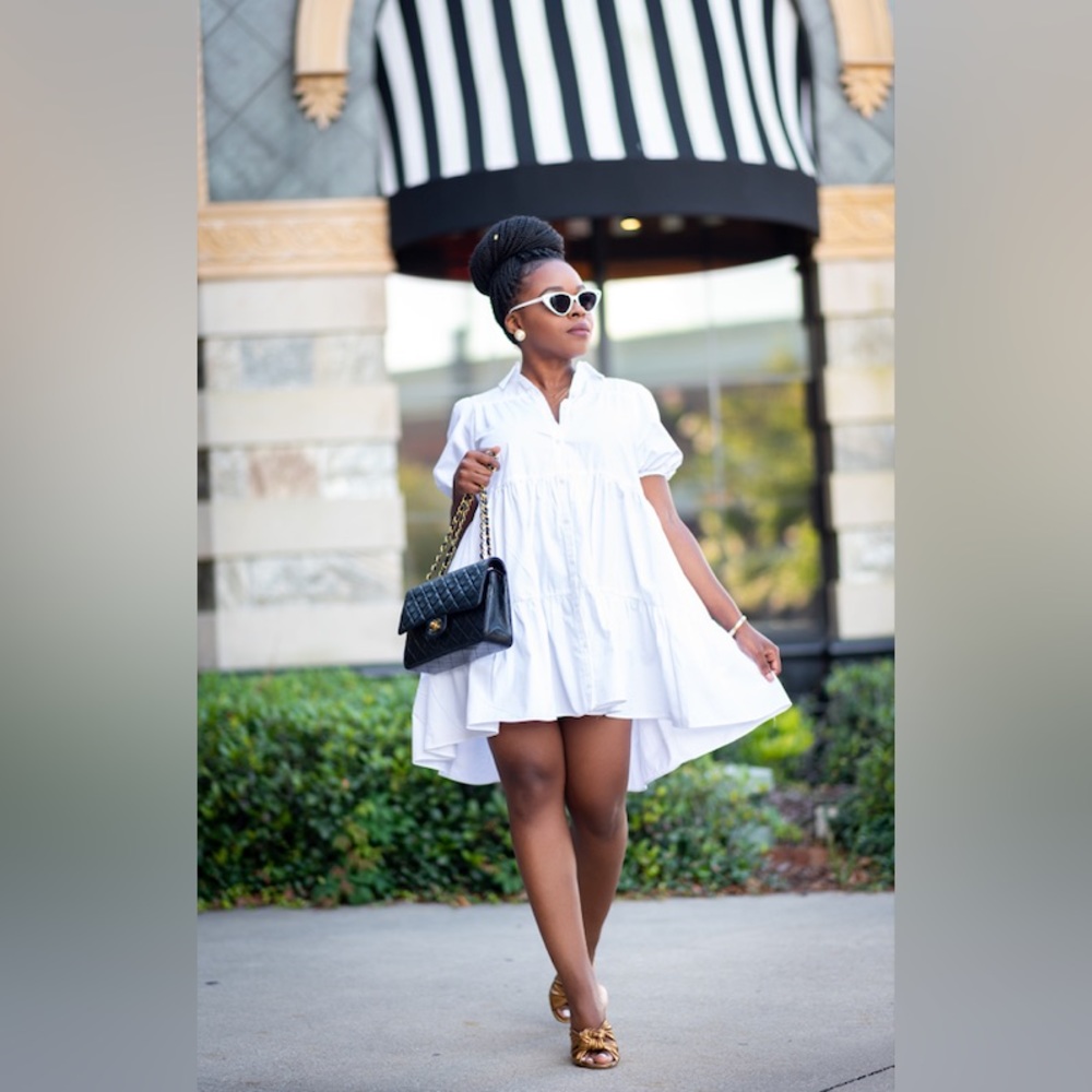 NWT White babydoll perfectly modest dress